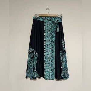 Talbots 100% Silk Midi Wraparound Skirt Size 10 Petite Classic Vintage Y2K